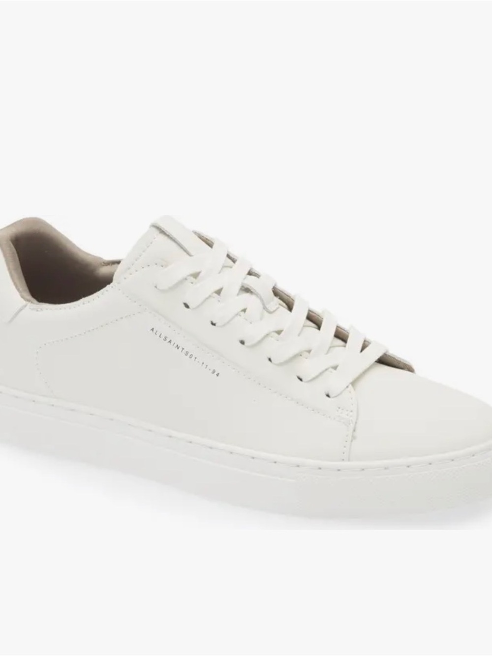 All Saints White Leather Minimalist Men’s Low-Top Sneaker